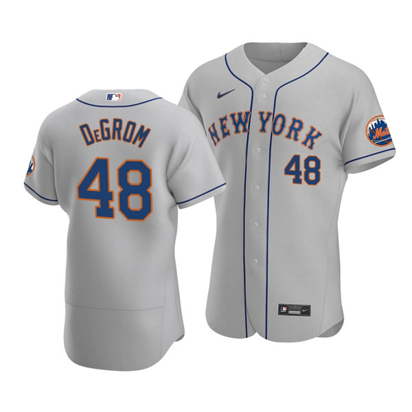 Men's New York Mets #48 Jacob deGrom Grey MLB Flex Base Stitched Jersey Men's New York Mets #48 Jacob deGrom Grey MLB Flex Base Stitched Jersey
